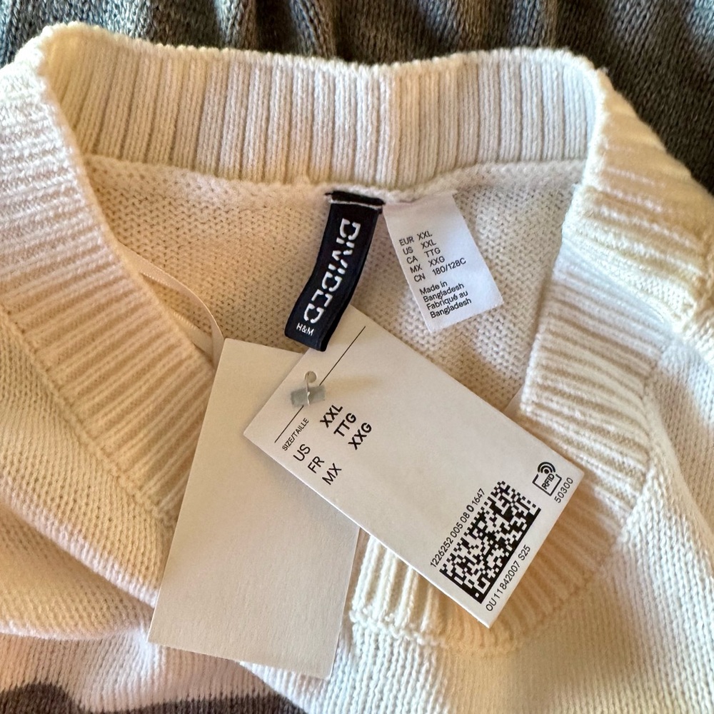 ❄️ NWT grey & white wide stripe H&M sweater XXL - Picture 8 of 11